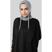 Hürrem Bone Gri Bağcıklı Peluş Balaklava Boyunluklu Bere Jakar Düz 2327 15 Gri