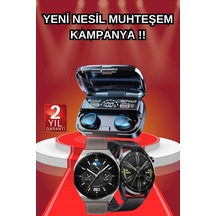 İkili Set Akıllı Saat Ve Bluetooth Kulaklık Kablosuz Uzun Pil Ömrü Spor Modları Kırmızı