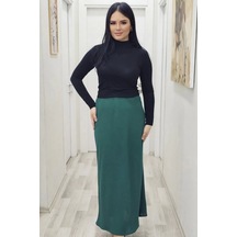 Beli Lastikli Verev Kesim Büyük Beden Etek 6006-yeşil Yeşil