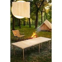 Katlanır Kamp, Piknik Ve Bahçe Masası 75x200 Cm - Ham Naturel Renk Diğer