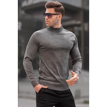 Madmext Antrasit Slim Fit Yarım Balıkçı Yaka Erkek Triko Kazak 6343 Antrasit