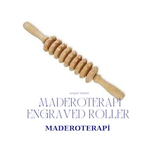 1sen Art & Beauty Maderoterapi Engraved Roller Tırtıklı Ahşap Masaj Aleti Kahverengi
