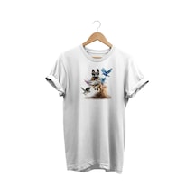 Widi Kurt Köpeği Baskılı Beyaz T-shirt Beyaz