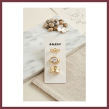 Storeşahin Gold Renk Pirinç 3'lü Vintage Kadın Yüzük Kombini Byk4288 Shn0720