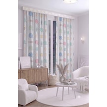 Bebek Çocuk Odası Fon Perdesi 140x260 Cm 2 Kanat Sevimli Desenli Dekoratif Dijital Baskılı Premium Çocuk Odası Perdesi Pembe