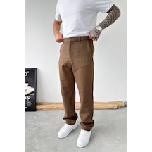 Kahverengi Dokulu Basic Baggy Pantolon Kahverengi Dokulu Basic Baggy Pantolon