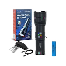 Watton Wt-631 30000 Lümen Lazer Etkili El Feneri Standart Çok Renkli