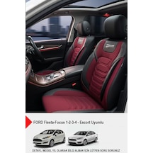 Titanyum Serisi Lüks Keten Oto Koltuk Kılıfı - Ford Focus-fiesta İle Uyumlu Bordo