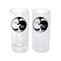 Kedi Ying Yang Buzlu Ya Da Buzsuz Seçenekleriyle Rakı Bardağı