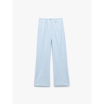 Koton Yüksek Bel Düğmeli Düz Paça Kumaş Pantolon Mavi 5sak40254pw Mavi