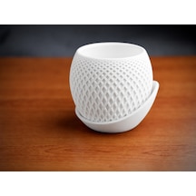 3d Baskı Küre Saksı - Kafes Dokulu İki Parçalı Dekoratif Saksı - Beyaz-beyaz Çok Renkli