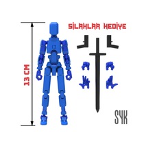Robot 13 Dummy Mavi Mavi Tüm Eklemleri Hareketli Aksiyon Figürü Oyuncak