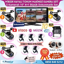 Mibzer İçin 4+1 Büyük Kameralı 10.36 İnç Dokunmatik Monitör Beşe Bölen Kayıtlı 256 Gb Sd Kart Destekli