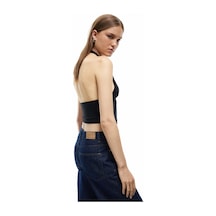 Koton Slim Fit Sırt Dekolteli Crop Halter Yaka Büstiyer Siyah 5sak10695ek Siyah