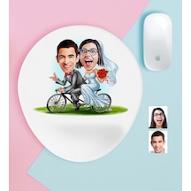 Kişiye Özel Evleniyoruz Karikatürlü Bilek Destekli Mouse Pad-3