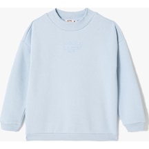 Koton Sweatshirt Şardonlu Dik Yaka Uzun Kollu Mavi 4wkg10281ak 4WKG10281AK640 Mavi