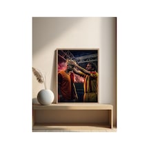 Sarı Kırmızı Futbol Tablo Doğal Ahşap Çerçeveli Çok Renkli - 867696297 Çok Renkli