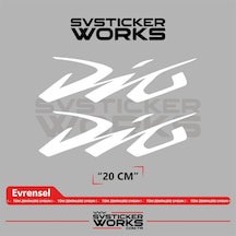 Honda Dio Sticker Uyumlu Yazı Yüksek Kalite Özel Kesim Folyo 2'li Set Beyaz