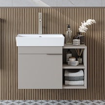 Likya Ayaksız Tek Kapaklı Açık Raflı Lavabolu 72 Cm Banyo Dolabı Alt, Lavabolu Alt Banyo Dolabı Kum Taşı