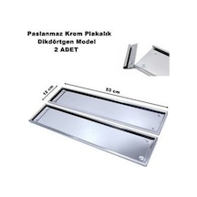 Paslanmaz Krom Nikelaj Plakalık Dikdörtgen 12x53 Cm 1. Kalite 2 Adet Caraks Hbcv000075zpcr