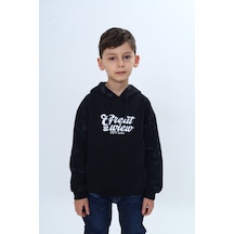 Toontoy Kids Toontoy Erkek Çocuk Great 98 Wiew Yazı Baskılı Sweatshirt Siyah