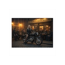 Gece Motosiklet Sürücüsü Art Mdf Tablo