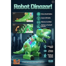 Vardem Oyuncak K-1 Gear Şeffaf Gövdeli Işıklı Sesli Yürüyen T-rex Robot Dinozor Yeşil Çok Renkli