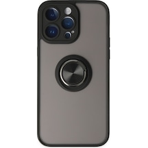 Apple iPhone Uyumlu  14 Pro Max Kılıf Montreal Yüzüklü Silikon Kapak -  Siyah