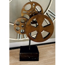 Metal Film Makaraları Heykel, 11" X 5" X 16", Kahverengi