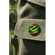 Moritanya Mauritania Abstract Ülke Bayraklı Buton Rozet - 44 MM 5 Adet Çok Renkli