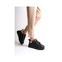 Brıanna Bağcıklı Ortopedik Taban Renkli Taş Dekorlu Kadın Sneaker Ayakkabı St Siyah/altın Brıanna Bağcıklı Ortopedik Taban Renkli Taş Dekorlu Kadın Sneaker Ayakkabı St Siyah/altın