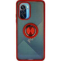 Newface Xiaomi Redmi K40 Kılıf Montreal Yüzüklü Silikon Kapak - Kırmızı