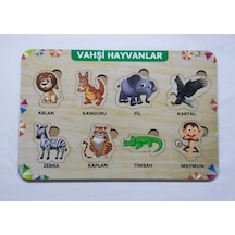 Ahşap Vahşi Hayvanlar Baskılı Puzzle Eğitici Oyuncak