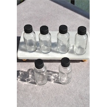 6 Adet 30 Ml Siyah Kapaklı Mini Cam Şişe Kolonya Söz Nişan Hediyelik Şişesi