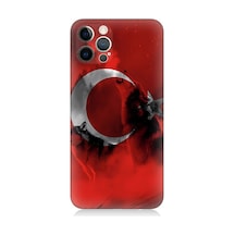 Apple Uyumlu  iPhone 12 Pro Silikon Kılıf Türk Bayrağı Ve Kurt