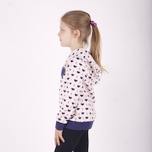 Toontoy Kız Çocuk Regular Fit Kapüşonlu Baskılı Sweatshirt - 2 İplik Pudra