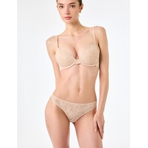 Koton Dantel Detaylı Dikişsiz Rahat Kalıp String Külot Ten Rengi 6slk30187mk