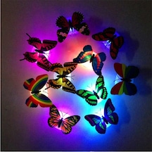 Sones 10 Adet Güzel Kelebek Led Gece Lambası Renk Değiştiren Işık Lambası Güzel Ev Dekoratif Duvar Gece Lambası