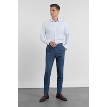 İmza Lacivert-lacivert Yan Cep Kazayağı Desen Slim Fit Esnek Classic Pantolon 1003255174 K.laci - A.laci