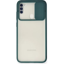 Newface Samsung Galaxy Uyumlu A11 Kılıf Palm Buzlu Kamera Sürgülü Silikon - Yeşil