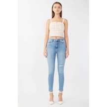 Kadın Mavi Süper Skinny Fit Jean Pantolon 001