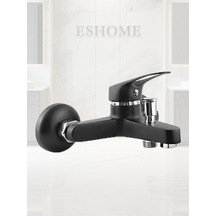 Siyah Elite Banyo Bataryası Musluğu Pirinç Gövde Sıcak Soğuk Çift Girişli Black Seri Siyah