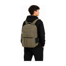 Unisex Kanvas Kumaş Laptop Bölmeli Okul Çantası , Günlük Spor Seyahat Sırt Çantası Haki Yeşil