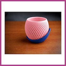 Gees Global 3d Baskı Küre Saksı - Kafes Dokulu İki Parçalı Dekoratif Saksı - Pembe-mavi Gbzs 49140691