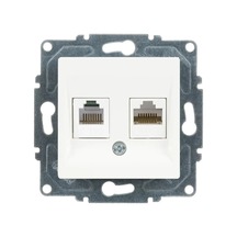 Eqona Radius Neoline Data + Nümeris Telefon Prizi Rj45 Cat6 + Cat3 , Beyaz Mekanizma + Tuşkapak