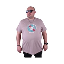 Starbattal Büyük Beden Erkek Sıfır Yaka Tişört Summer 23119 Toprak-Toprak Çok Renkli