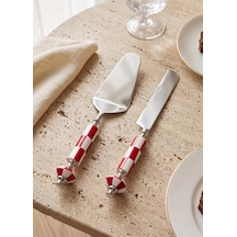 The Mia Gingham Pasta Servis Takımı Kırmızı Beyaz 2 Parça Çok Renkli