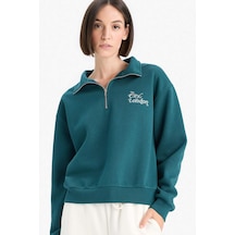 Defacto Regular Fit Yarım Fermuarlı Baskılı Kalın Sweatshirt F1067ax25augn1040 Yeşil Defacto Regular Fit Yarım Fermuarlı Baskılı Kalın Sweatshirt F1067ax25augn1040 Yeşil