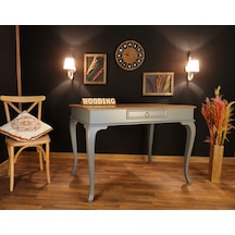 Wooding-Mobilya Wooding 120 Cm Çekmeceli Masif Gri Naturel Çalışma Masası