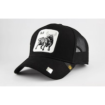 Bull Siyah Hayvan Desenli Boğa Model Şapka 1. Kalite